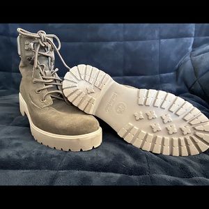 Olive green/tan Timberland boots